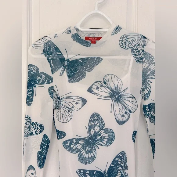 Guess Butterfly Dress ~ long sleeve ~ size XS - Picture 8 of 10